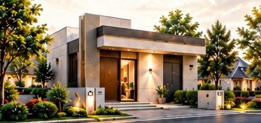 Rendering of a single-storey home on a 3 Marla plot