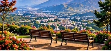 Benches with a view of the hills