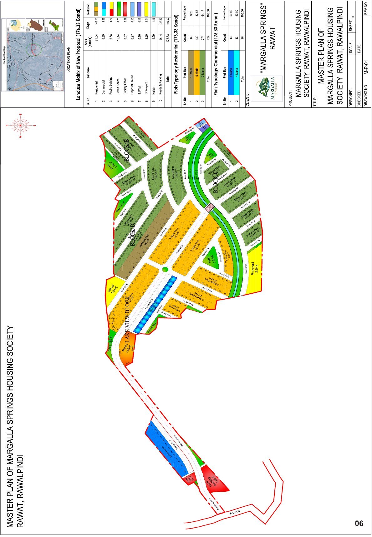 Master plan drawing of Margalla Springs Housing Society, Rawat (drawing M-P-01)