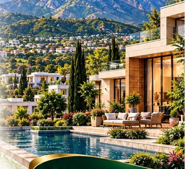 Modern villa with pool overlooking the hills at Margalla Springs